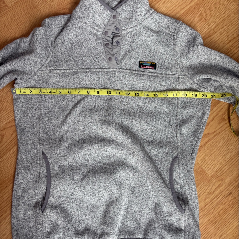 L.L. Bean Heather Gray Sweater Fleece Snap Pullover - Picture 4 of 6